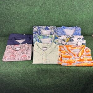 Lot Of 8 Columbia Mens 2XL PFG Short Sleeve Button Up Shirts Fishing Outdoor